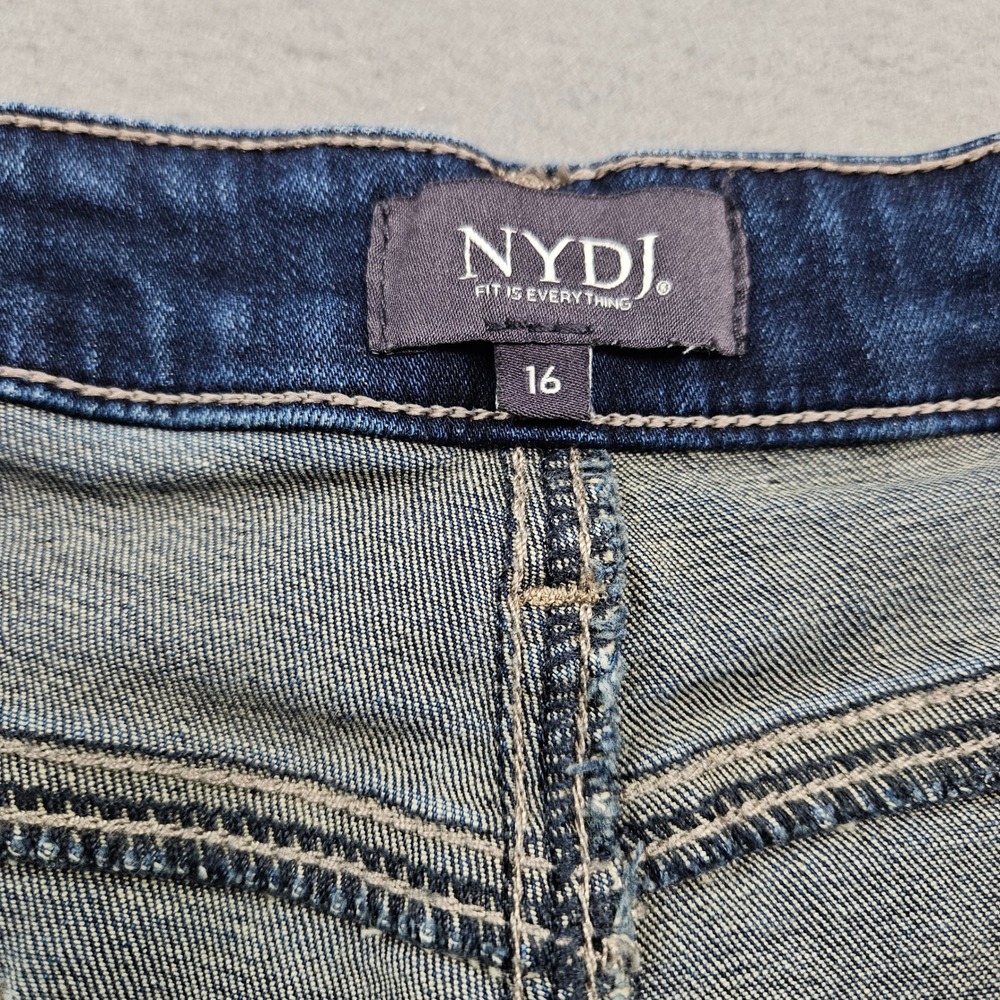 NYDJ Blue Jeans Womens Size 16 Vitality Slim Straight Distressed Cuffed Ankle - Picture 9 of 11